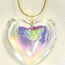 Gold Plate Chain Shimmery AB Glass Heart Necklace