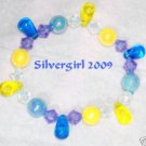 Girls Yellow Purple Blue and Clear Beaded Bracelet