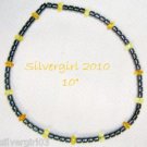 Natural Black Hematite Gold Yellow Beaded Anklet