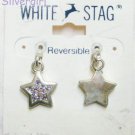 White Stag Reversable Purple Pink Rhinestone Star Earrings