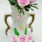 Vintage Porcelain Bisque Roses & Vase 3 7/8" Tall