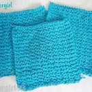 Soft Hand Knit 100% Cotton Face-Dish Cloths Teal Blue