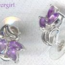 Sterling Silver Genuine Amethyst CZ Cluster Earrings Sterling Silver Genuine Amethyst CZ Cluster Earrings