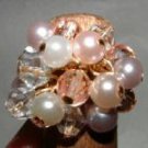Imitation Pearl Crystal Pastel Bling Ring