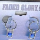 Faded Glory Silver Hoops With Blue Beads