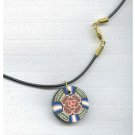 Multi Rose Polymer Clay Fimo Necklace P'leather Cord