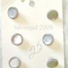6 Shimmering Smooth Vintage Carded Gray Buttons