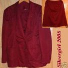 Sears Polyester Burgandy Red Ladies 2 Piece Suit  SZ-18