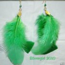 Gold Plate Emerald Green Feather Crystal Dangle Earring Gold Plate Emerald Green Feather Crystal Dangle Earring