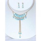 Crystal Collection Chandelier Aqua Bead Necklace Set