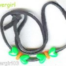 Black Leather Necklace Green Beads