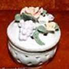 Vintage Round Porcelain Trinket Box Roses and Grapes