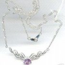 Sterling Silver Genuine Amethyst Clear CZ Necklace Sterling Silver Genuine Amethyst Clear CZ Necklace