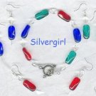 Red Green Blue Crystal Glass Bracelet Set