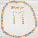 Just for Fun Colorful Gold Cord Plastic Beaded Necklace