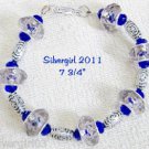 Silver Plated Cobalt Blue Crystal Plastic Sparkly Bracelet