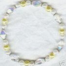 Yellow Daisies AB Glass Cone Glass Pearl Bracelet