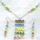 Shimmering Spring Color Cat's Eye Necklace Earring Set Shimmering Spring Color Cat's Eye Necklace Earring Set