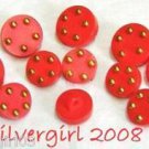Red Gold Dotted Round Thick Vintage Buttons