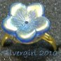 Fun Fashion Blue AB Coated Glass Flower Bead Ring GP