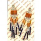 Native American Beaded Earrings Clear Orange Black Native American Beaded Earrings Clear Orange Black