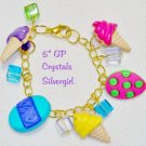 Spring Easter Egg Ice Cream Cone Crystal Charm Bracelet