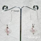 1" Hoop Dangle Earrings Pink White