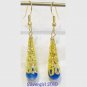 Fancy Agate GP Filligree Cone Earring Choose Blue Yellow or Red