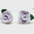 Pretty Lavender Polymer Clay Rose Flower Stud Earrings Pretty Lavender Polymer Clay Rose Flower Stud Earrings