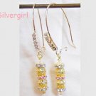 Gold Plate Sparkling Clear Pink Crystal Earrings