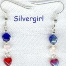 Red White & Blue Heart Flower Star Bead Earrings Red White & Blue Heart Flower Star Bead Earrings