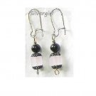 Lead Crystal Pink Cube Black Pearl Earrings Lead Crystal Pink Cube Black Pearl Earrings