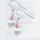 Lead Crystal Clear Cube Pink Swarovski Earrings