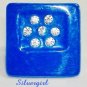 Fun Fashion Blue Button Rhinestone Sparkly Ring SP