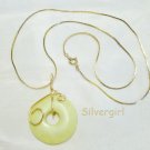 1 1/4" Green Serpentine Gemstone Donut Necklace