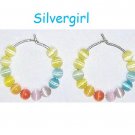 1 1/2" Silver Plate Rainbow Hoop Earrings