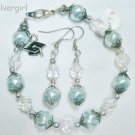 Baby Blue Crystal Glass Pearl Graduation Bracelet
