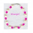 Fuchsia Glass Imitation Pearl Bead Bracelet