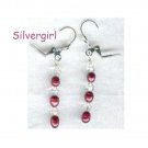 Burgundy Fresh Water Pearl Crystal Dangle Earrings