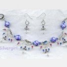 Periwinkle Crystal Silver Drape Link Charm Bracelet