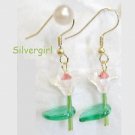 Single Stem Clear Glass Flower Earrings