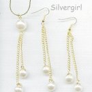 Goldtone Chain Imitation Pearl Necklace Earrings Set Goldtone Chain Imitation Pearl Necklace Earrings Set