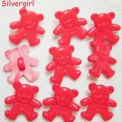 Set 9 Cute Red Teddy Bear Plastic Vintage Shank Buttons