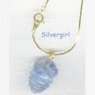 Blue Twisted Hurricane Glass Lamp Work Pendant GP Chain Blue Twisted Hurricane Glass Lamp Work Pendant GP Chain