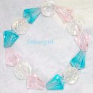 Girls Pink Purple and Clear Beaded Bracelet