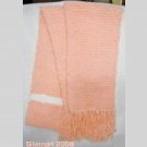 Hand Knit Scarf Peach White 68 x 6 1/2" Hand Knit Scarf Peach White 68 x 6 1/2"