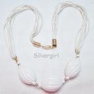 6 Strand Vintage White Cord and Beaded Necklace
