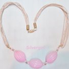 Pretty Pink 6 Strand Cord Bead Vintage Necklace