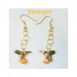 Hummingbird Perch Cat's Eye Earrings Gold Plate PICK YOUR COLOR