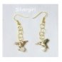 Hummingbird Perch Cat's Eye Earrings Gold Plate PICK YOUR COLOR